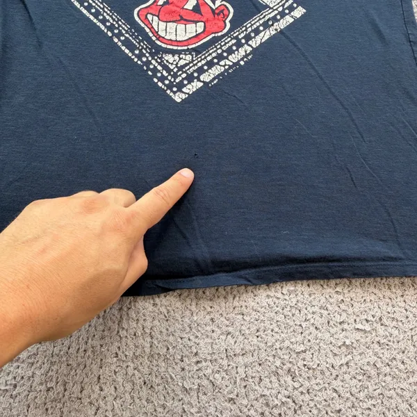 Cleveland Indians Campus Lifestyle Navy Blue Chief Wahoo Rhinestone Tee M - Image 6