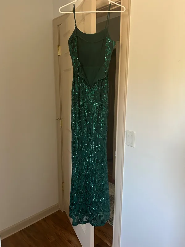 Crystal Doll Teal Spaghetti-Strap Dress with Sequin Trim - Image 3