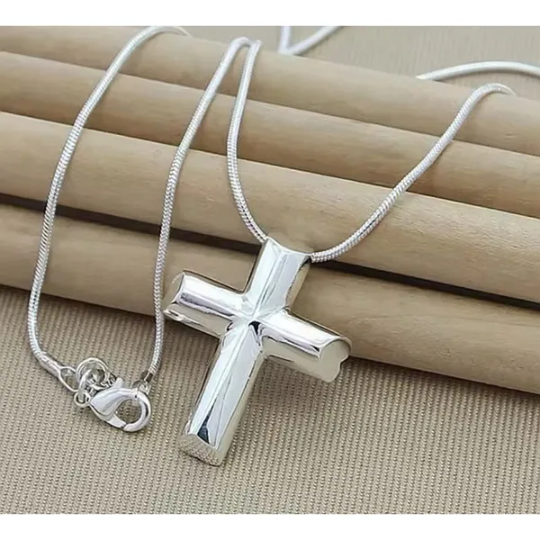 925 Sterling Silver Cross‎ Pendant Necklace, 16-18” - Image 13