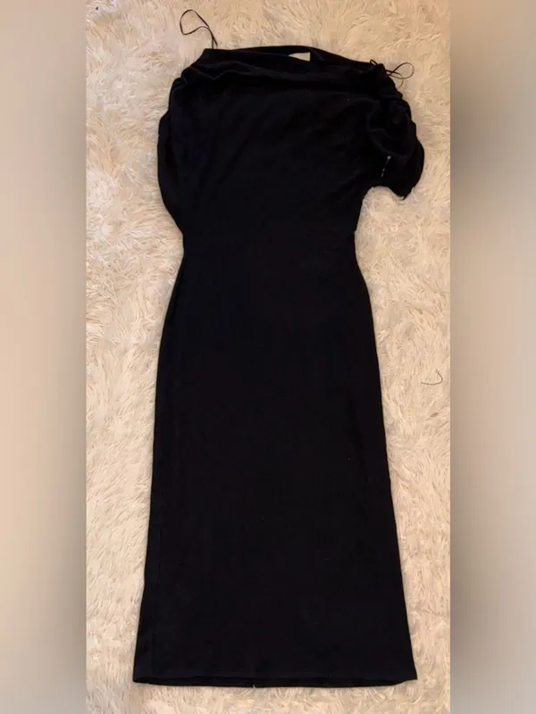 NEW Reformation Iris One-Shoulder Black Knitted midi Dress sz XS - Image 5