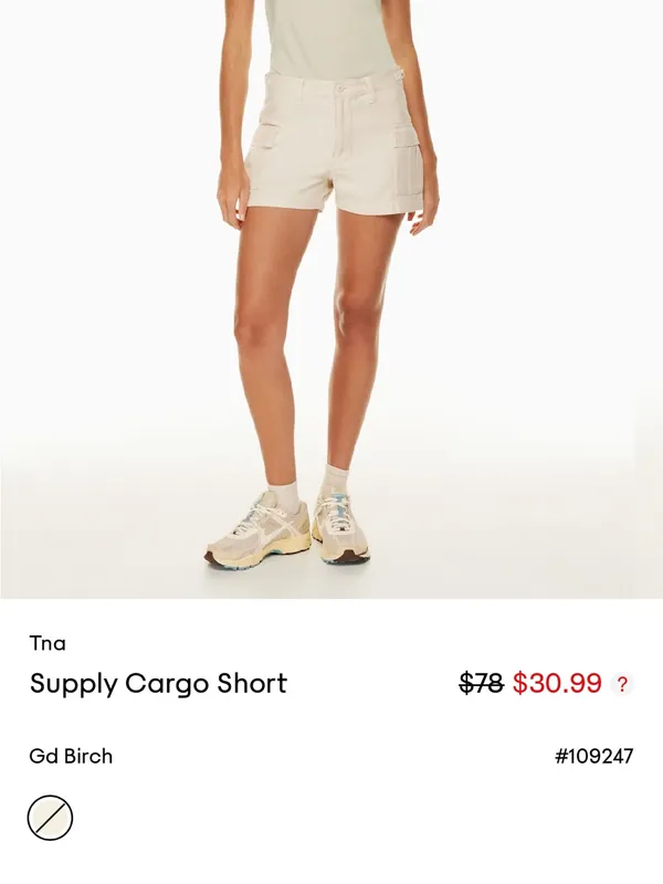 Aritzia TNA Supply Cargo Shorts Gd Birch summer hiking casual minimalist size 2 - Image 4