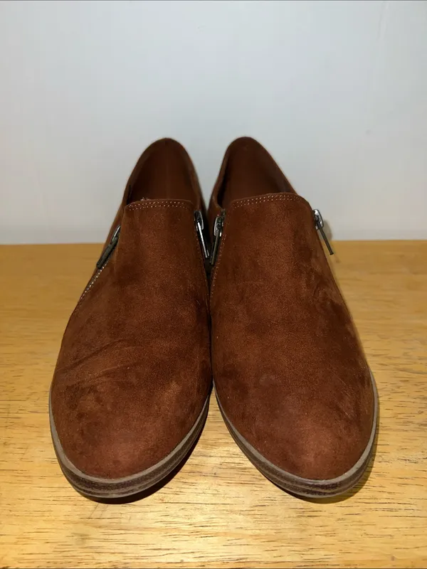 American Eagle Outfitters Chestnut Suede Slip-On Shoes with Side Zips - Image 2