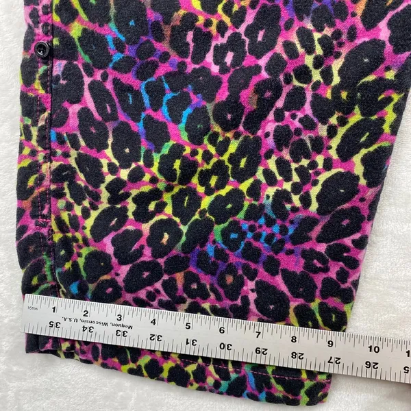 AERO Leopard Print Flannel Lounge Pants Rhinestone Logo Comfy Casual‎ Medium - Image 5