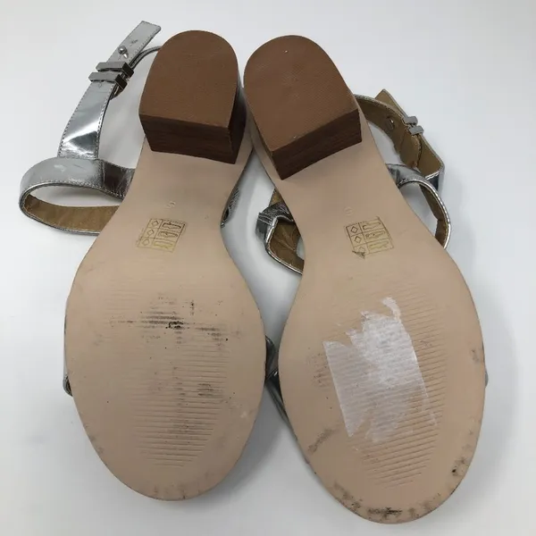 ASOS Silver Metallic Heel Sandals Block Heel Size 5 - Image 10
