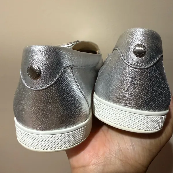 Michael Kors Loafers‎ Size 9 Leather Silver Metallic Callahan Moccasins U - Image 9