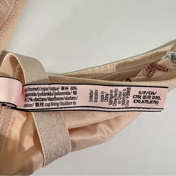 Victoria's Secret Pink Sequin Star Mesh Triangle Bralette Size S - Image 9