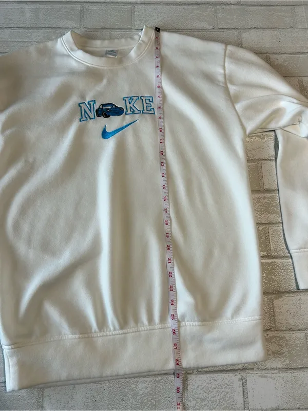 Cars Nike Embroidery White Crewneck Sweatshirt - Image 6