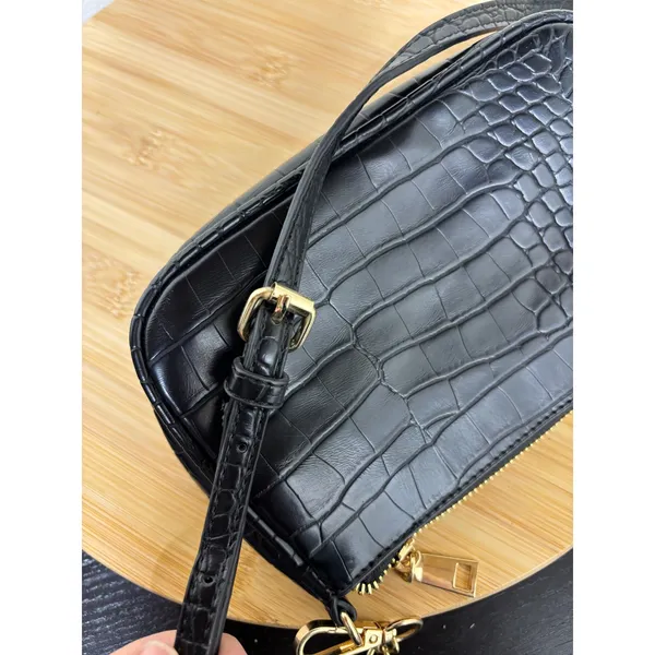PETA +‎ JAIN Danny Cros Crossbody Bag Women Small Black Embossed Leather - Image 5