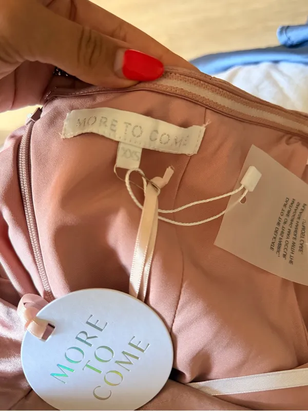 More To Come- Emma Strapless Satin Slip Dress in Blush Size XXS - Image 8