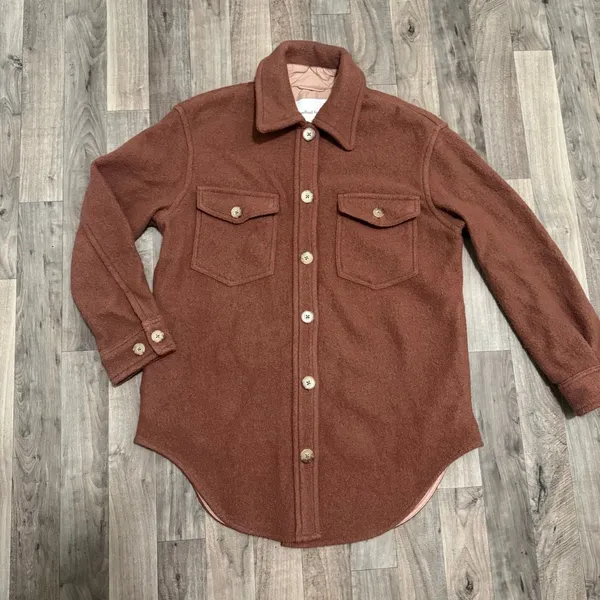 Aritzia Wilfred Free The Ganna Boiled Merino Wool Shirt Jacket Shacket S - Image 3