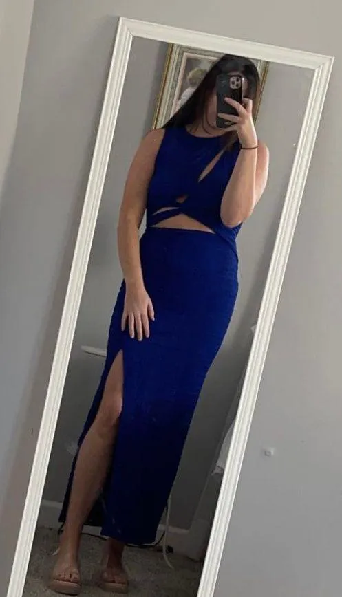 Blue Cut Out Dress - Image 5