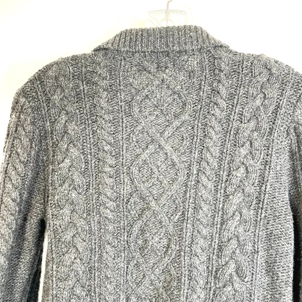 GAP Wool Cable Knit Cardigan Vintage Gray Y2K Dark Cottagecore - Image 9