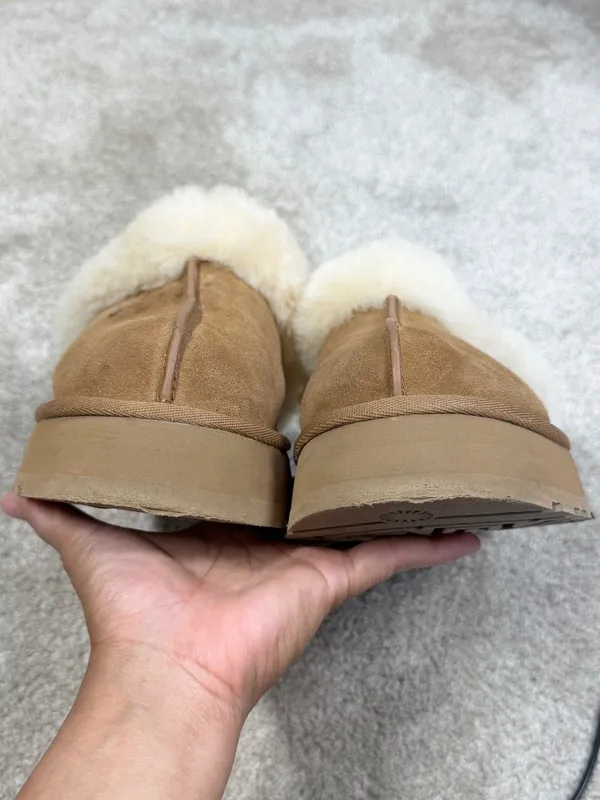 UGG Women’s Disquette Slippers Shoes Suede Sheepskin in Chestnut 7 - Image 9