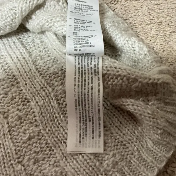 Hollister Fair Isle Knit‎ Sweater Mock Neck Cable Knit Cream Black XS - Image 5