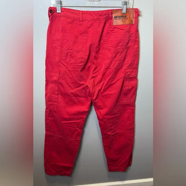 One Teaspoon Women's Cargo Motion Ruby‎ Red Jeans Cotton Size 28 - Image 4