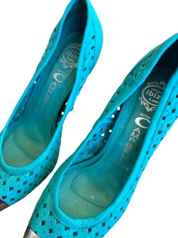 Jeffrey Campbell Bullet Turquoise Perforated Toe Pumps Heels Bold Size 8 Women's - Image 7