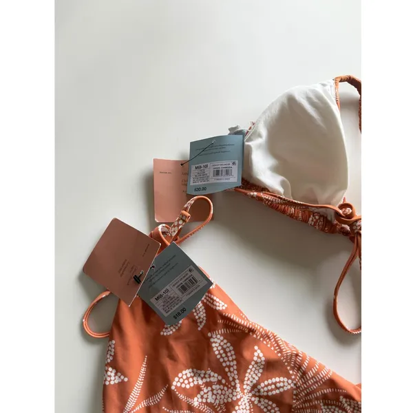 Shade & Shore Womens Rust Orange Floral Triangle Bikini‎ Set NWT Size Medium - Image 3