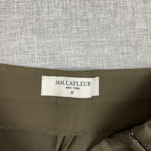 MM.LaFleur Pants Womens 12 Green Cropped Twill Stretch Dress Work Office - Image 6