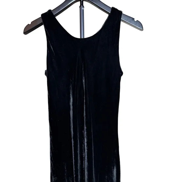The Limited Vintage Black Silk Blend Velvet Sleeveless‎ Scoop Neck Midi Dress S - Image 2