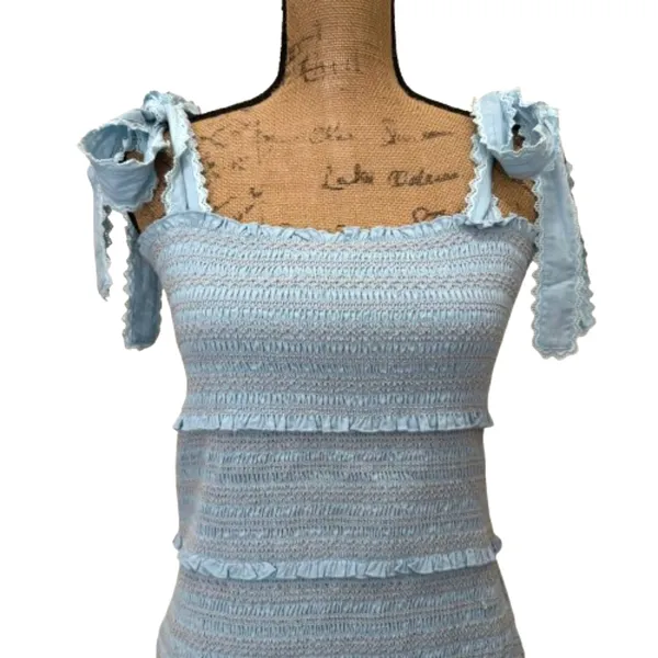 NWT Chelsea & Violet Smocked Mini Dress Ruffle Tiered Mayan Blue Size Large‎ - Image 2