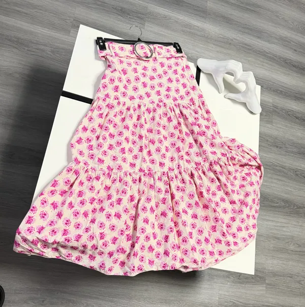 🌸 ZARA Floral Print Belted Tiered Midi Skirt | Size S 🎀 - Image 5