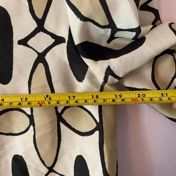 ZARA Tan Black Button Down Long Sleeve Shirt Geometric Print Women's size Small - Image 8