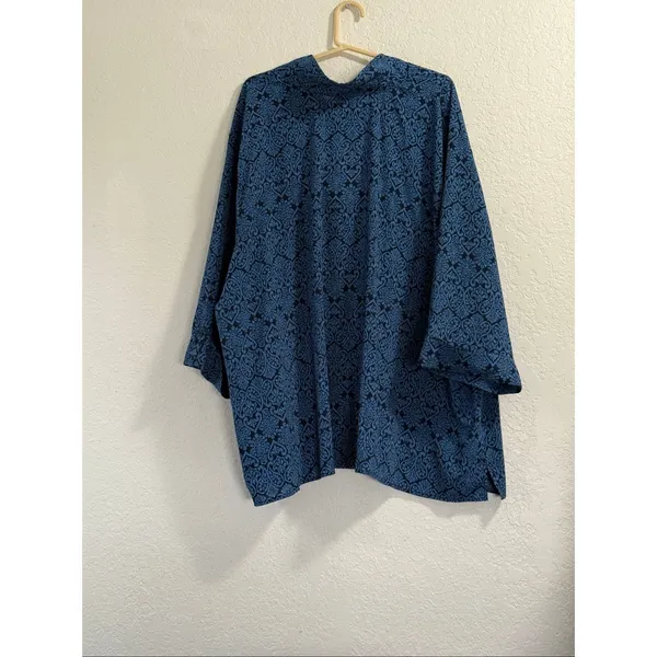 Catherines Tunic Blouse Womens Size 5x Blue Floral Crinkle Fabric Boho - Image 3
