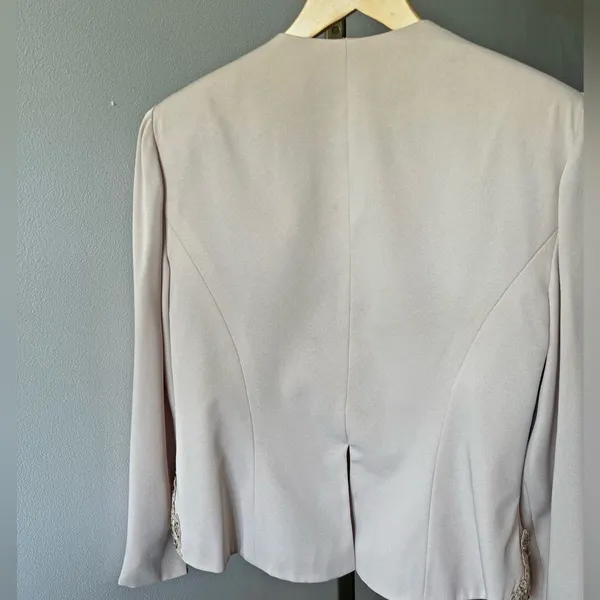 Vintage Jill Paige Beaded Blazer Champagne Embroidered Formal Jacket M-L - Image 11