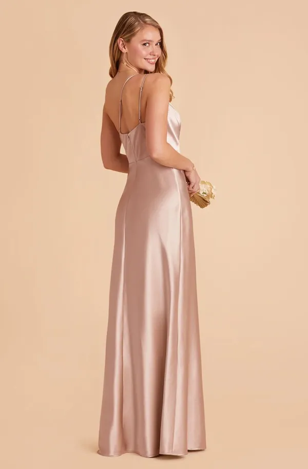 Birdy Grey Dress - TAUPE - Shiny Satin - Image 2