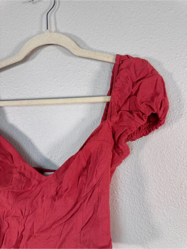 Wilfred Red Cropped Sweetheart Neckline Blouse Womens M Casual Peasant Top - Image 10