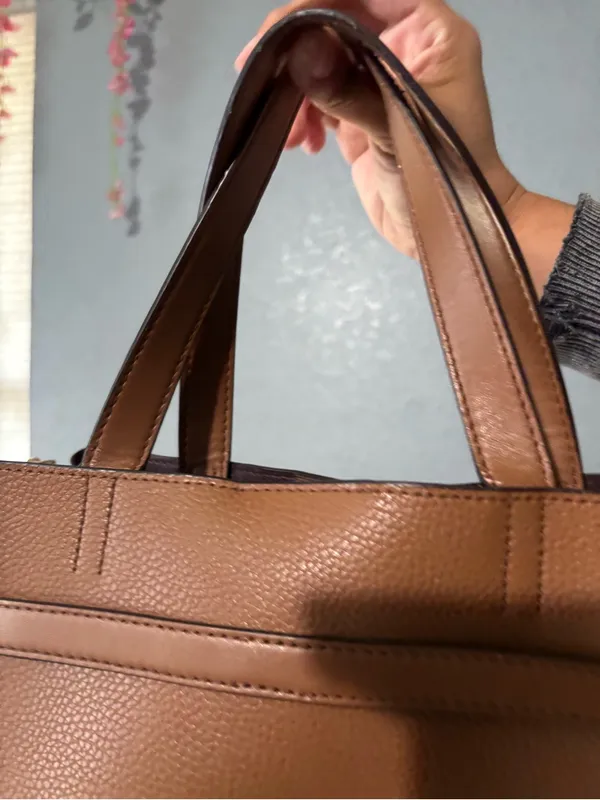 Michael Kors Brown Pebbled Leather Belted Satchel Crossbody Bag - Image 6