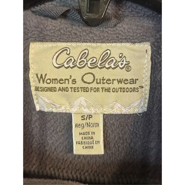Cabela's Womens Fleece Outerwear Jacket Size S Gray Plaid Button Up Coat Pockets - Image 3