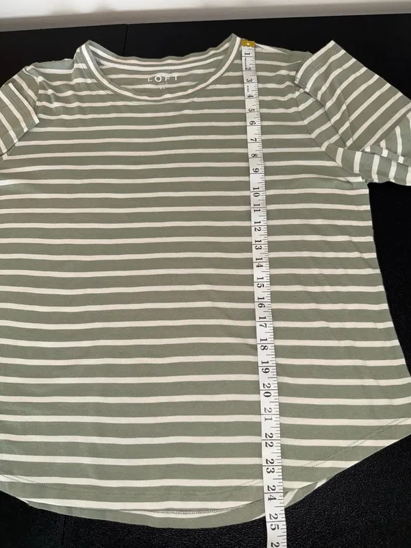 Loft Striped Long Sleeve Tee Size XL Green White - Image 5