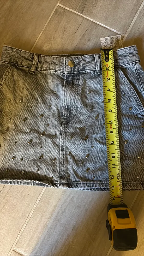 Zara Jean skirt embroidered silver pearls XS - Image 5