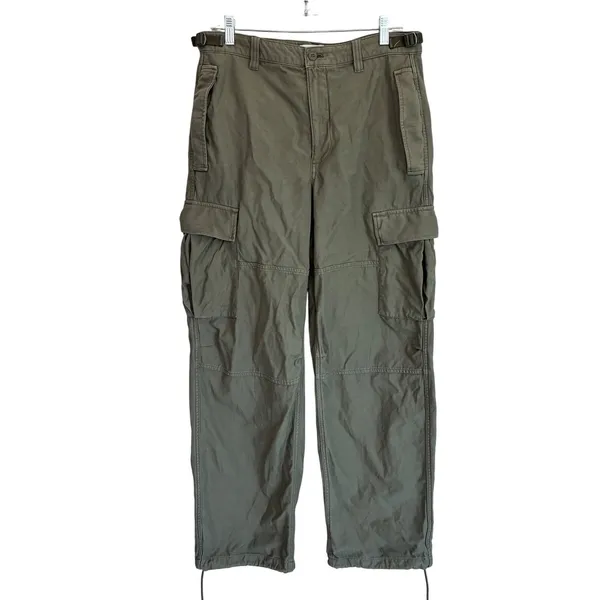 Aritzia TNA Surplus Cargo Pants Olive Green Wide Leg High Rise Women 10‎ 109819 - Image 3