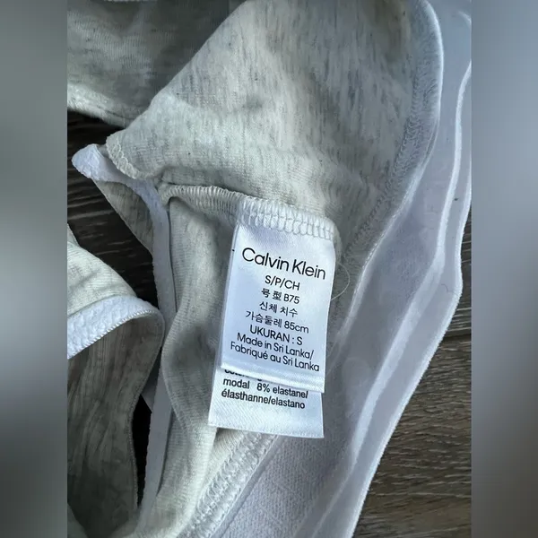 Calvin Klein Cream Ribbed Logo Bra - Image 4