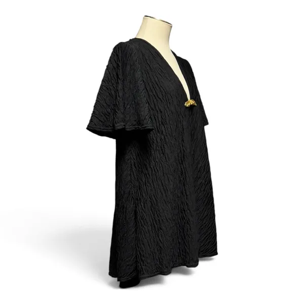 Oscar de la Renta Vintage 90s Made in USA Swimwear Cover Up Black Gold Small - Image 5