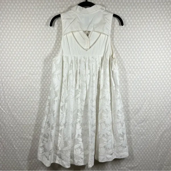 Anthropologie HD In Paris White Floral Lace Poplin Swing‎ Dress - Image 7