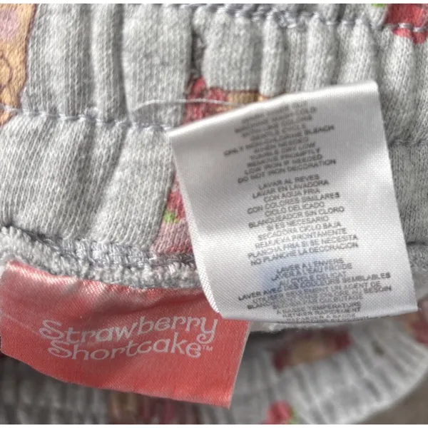 Strawberry Shortcake Sweat Shorts Size Large Gray Drawstring Lounge Novelty Cute - Image 6