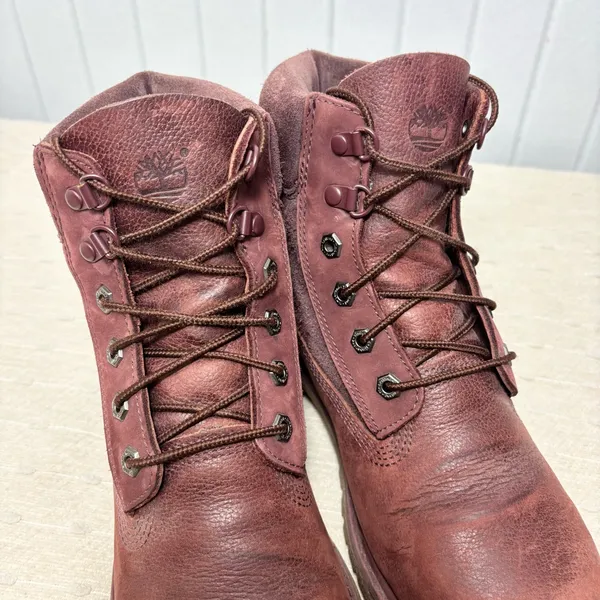 Timberland‎ Premium Dark Red Burgundy Nubuck Waterproof Classic Boots Womens 9.5 - Image 3