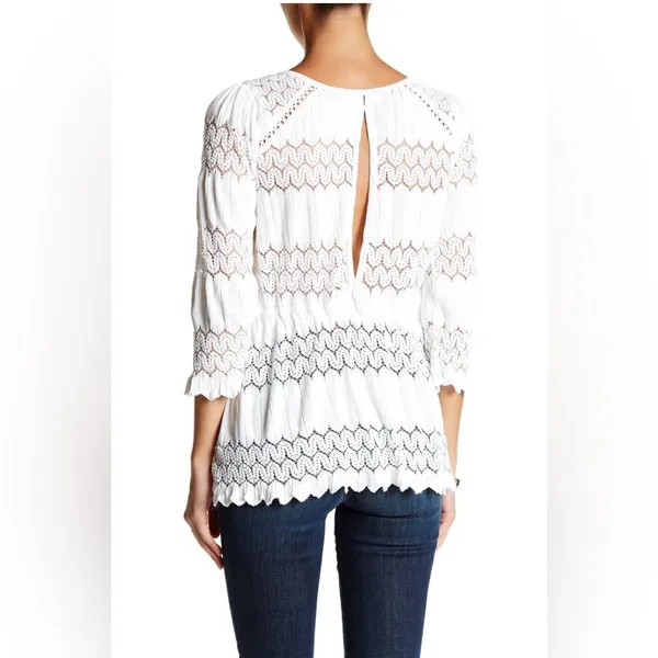 Free People Cream Lace Detail Blouse - Image 2
