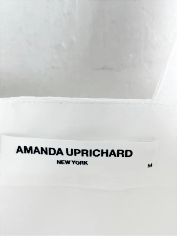 AMANDA UPRICHARD White Annalise Lined Back Zipper Flounce Hem Dress Medium - Image 3