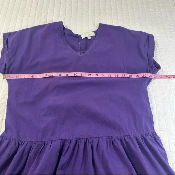 Pinch 100% Cotton Purple V-Neck Mini Dress With Pockets - Image 7