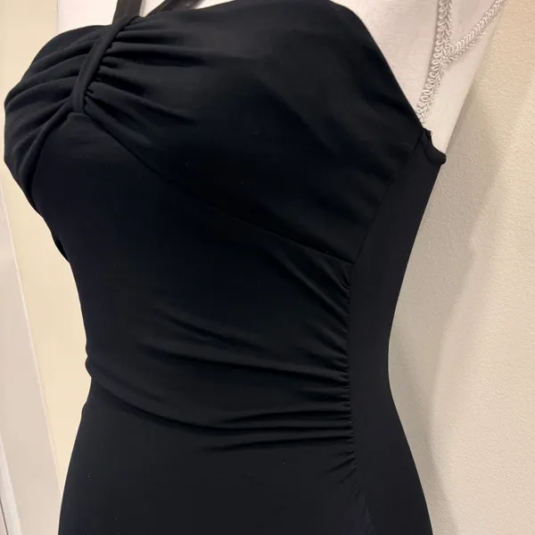 Y2K City Triangles Black Ruched Halter Cocktail Dress XS Party Going‎ Out Hoco - Image 5
