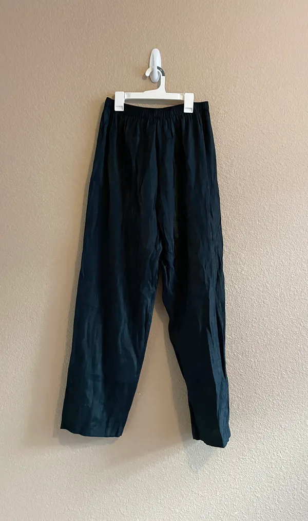 Black Shiny High Waisted Pants Size M - Image 2