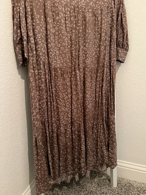 A New Day brown leopard print maxi dress with ruffle sleeves and V-neckline, size XS - Image 3