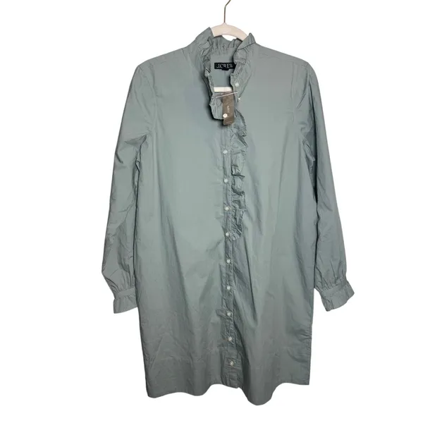 NWT J. Crew Cottage Shirt Dress in Green Sz. 8 - Image 4