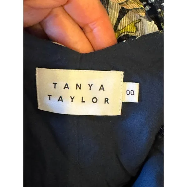Tanya Taylor‎ Dress Women 00 Black Floral Print Linen Silk Ruched Lovette Maxi - Image 11