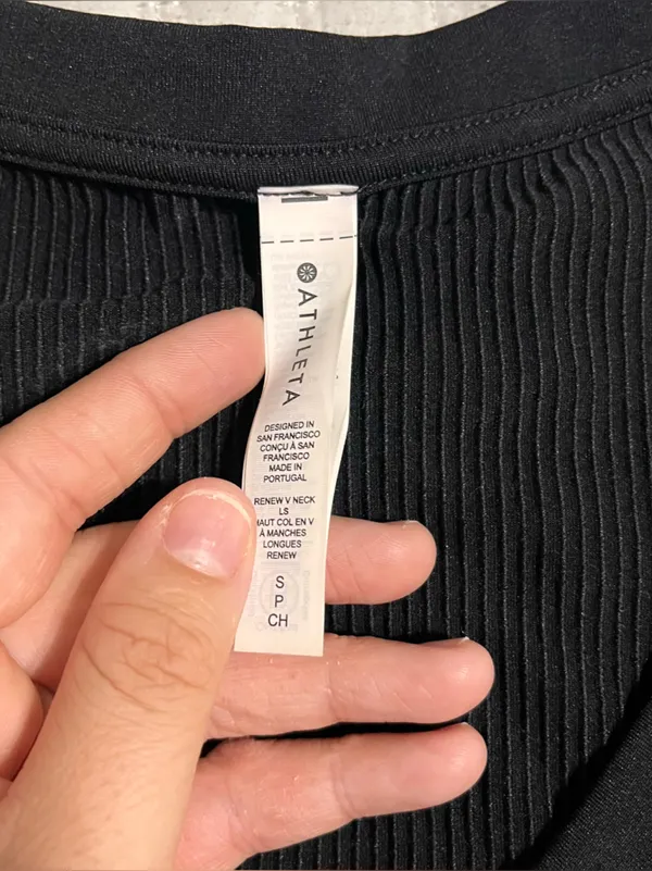 Athleta Black Ribbed V-Neck Long Sleeve Top - Image 2