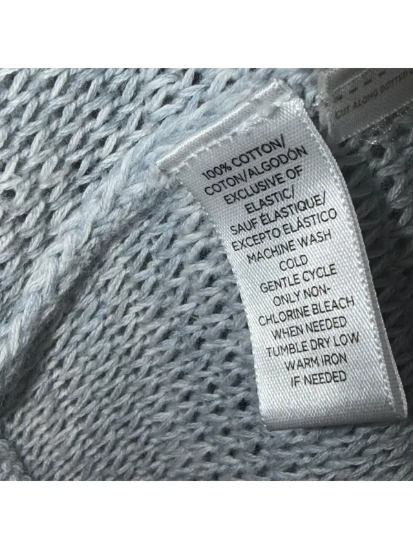 LOFT XS Blue Cotton Open Knit Hi Low Sweater - Image 3